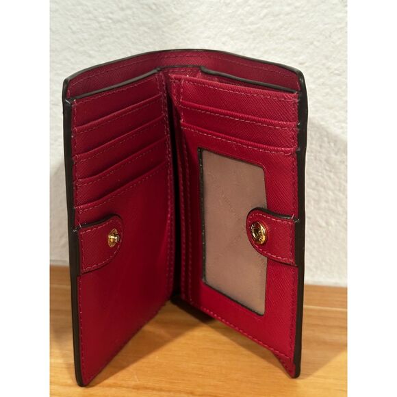 Michael Kors Saffiano Jet Set Red Small Bifold Wallet EUC - Picture 6 of 10